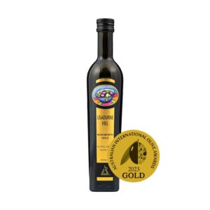 500ml Bottle of Lisadurne Hill Brand Australian Award Winning Rushworth Gold EVOO with Australian International Olive Awards 2023 GOLD award medal.
